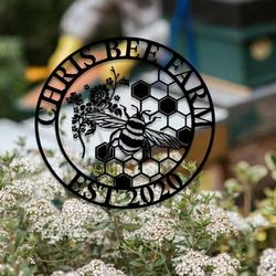 honey bee farm decor family name established sign bee keeper gift personalized metal signs 2