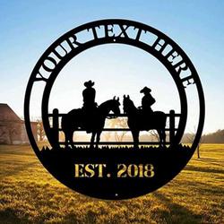 horse ranch wall art cowboy cowgirl horse farm lover personalized metal sign 1