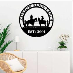 horse ranch wall art cowboy cowgirl horse farm lover personalized metal sign 2