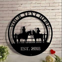 horse ranch wall art cowboy cowgirl horse farm lover personalized metal sign 3