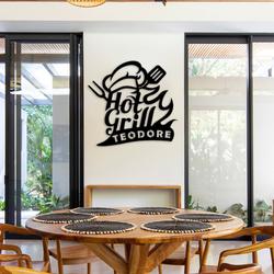 hot grill metal name signs modern bbq kitchen sign restaurant welcome sign 1