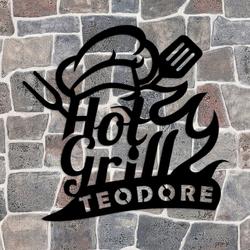 hot grill metal name signs modern bbq kitchen sign restaurant welcome sign 3