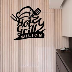 hot grill metal name signs modern bbq kitchen sign restaurant welcome sign 5