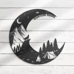 howling wolf on the moon metal art personalized metal name sign campfire camping sign decor for room funny camping signs 0