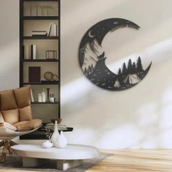 howling wolf on the moon metal art personalized metal name sign campfire camping sign decor for room funny camping signs 1