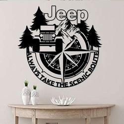 jeep compass always take the scenic route metal sign jeep compass sign jeep driver gifts man cave decor gifts for men 2