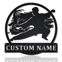 Karate Fighters Metal Wall Art Personalized Metal Name Signs Home Decor Sport Lovers Gifts