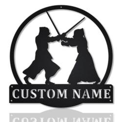 Kendo Metal Wall Art Personalized Metal Name Signs Home Decor Sport Lovers Gifts