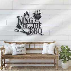 king of the bbq metal wall art backyard grill home patio decor xmas birthday gift for dad 1