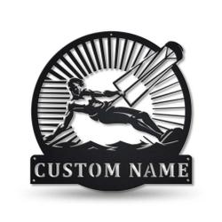 Kitesurfing Sport Metal Wall Art Personalized Metal Name Signs Outdoor Home Decor Kitesurfing Lovers Gifts