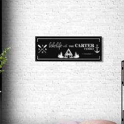 lake house personalized metal signs custom cabin metal sign lake house decor housewarming gift metal last name sign 1