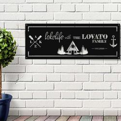lake house personalized metal signs custom cabin metal sign lake house decor housewarming gift metal last name sign 2