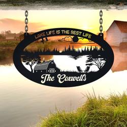 lake life is best life lake house pine tree custom metal signs 1