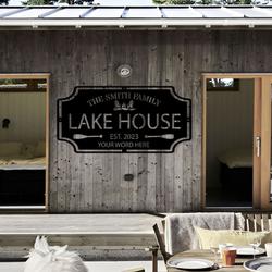 lake metal sign custom lake name and address lake house decor custom metal signs 1