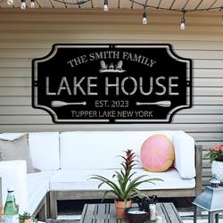 lake metal sign custom lake name and address lake house decor custom metal signs 2