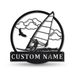 Land Windsurfing Metal Wall Art Personalized Metal Name Signs Home Decor Sport Lovers Gifts
