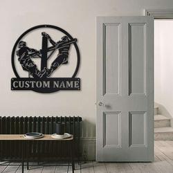 lineman crew line life ibew office business decor custom metal sign 1