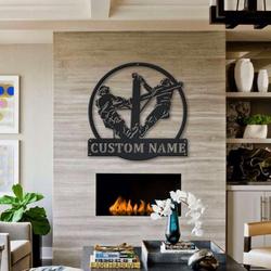 lineman crew line life ibew office business decor custom metal sign 2