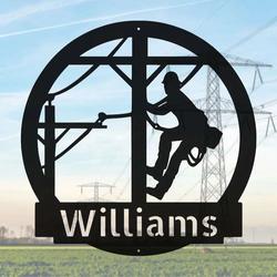 lineman electrician home office decor custom metal sign 1