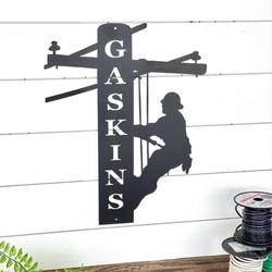 lineman last name custom metal sign 2