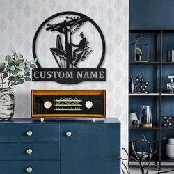 lineman linework home office decor custom metal sign 2