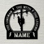 lineman metal art wall decor custom lineman name sign the lineman the myth the legend home decor art gift for dad 0