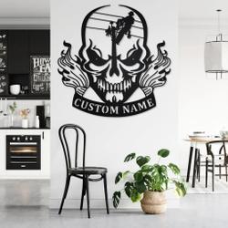 lineman skull metal art personalized metal name sign custom lineman name sign gift for dad 2