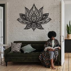 lotus mandala metal art laser cut metal signs dcor for room gift for yoga lover 1