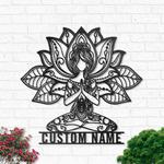 lotus mandala yoga girl metal wall art personalized metal name signs namaste yoga room decor 0