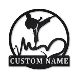 Love Karate Metal Wall Art Personalized Metal Name Signs Home Decor Sport Lovers Gifts