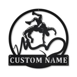 Love Wrestling Metal Wall Art Personalized Metal Name Signs Home Decor Sport Lovers Gifts