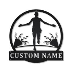 Marathon Metal Wall Art Personalized Metal Name Signs Home Decor Sport Lovers Gifts