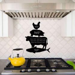 meat temperature gide metal sign smoke bbq sign cooking sign cow pig chicken wall art kitchen decor 1