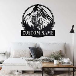 men hiking mountain custom metal sign 1