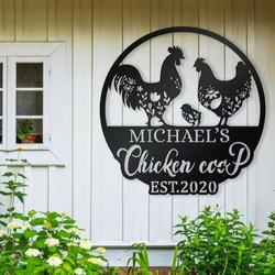 metal chicken coop sign personalized farm metal sign rooster house decor 1