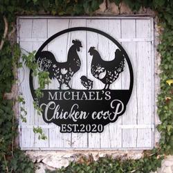 metal chicken coop sign personalized farm metal sign rooster house decor 2