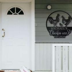 metal chicken coop sign personalized farm metal sign rooster house decor 4