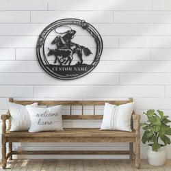 metal cowboy roping sign calf roper custom name sign 3