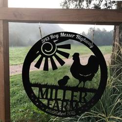 metal farm sign hen chicken monogram farmhouse outdoor personalized wall decor 1