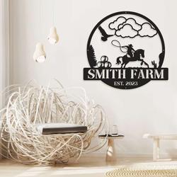 metal farmhouse name sign farm horse lover custom sign 6