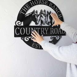 metal horse ranch sign country road domestic farmhouse personalized horse sign 1