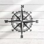 metal nautical compass sign coordinates sign gift for camper hiker climber housewarming gift 0
