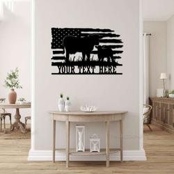 metal us flag cow farmhouse sign custom farm decor gift for farmer 1