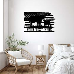 metal us flag cow farmhouse sign custom farm decor gift for farmer 2