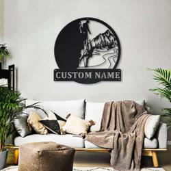mountain climbing metal art personalized metal name signs home decor sport lovers gifts 1