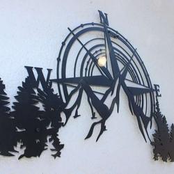 mountain compass rose metal wall art mountain scenery home living decor custom metal sign 1