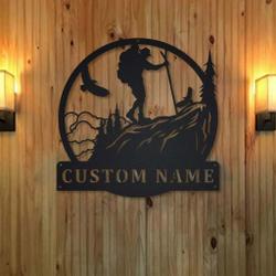 mountain hiking metal sign personalized metal name signs home decor hiking lovers gifts 1