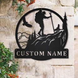 mountain hiking metal sign personalized metal name signs home decor hiking lovers gifts 2