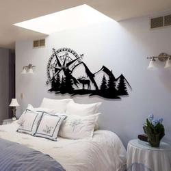 mountain landscape and compass sign nautical compass range view outdoor home decor housewarming gifts 3