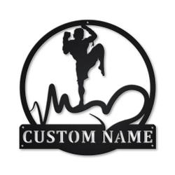 Muay Thai Metal Wall Art Personalized Metal Name Signs Home Decor Sport Lovers Gifts